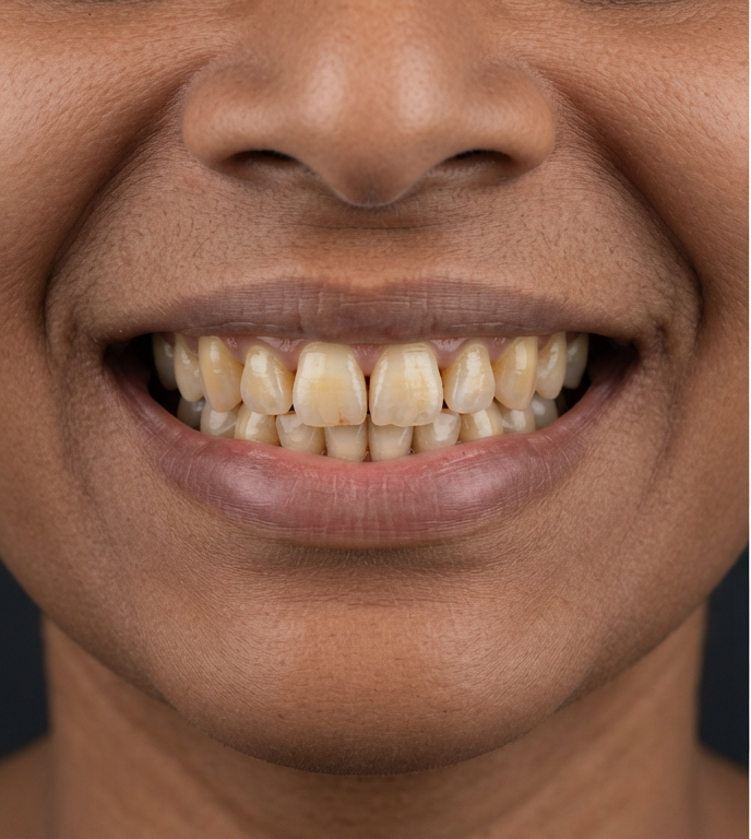 Smile before cosmetic dental treatment